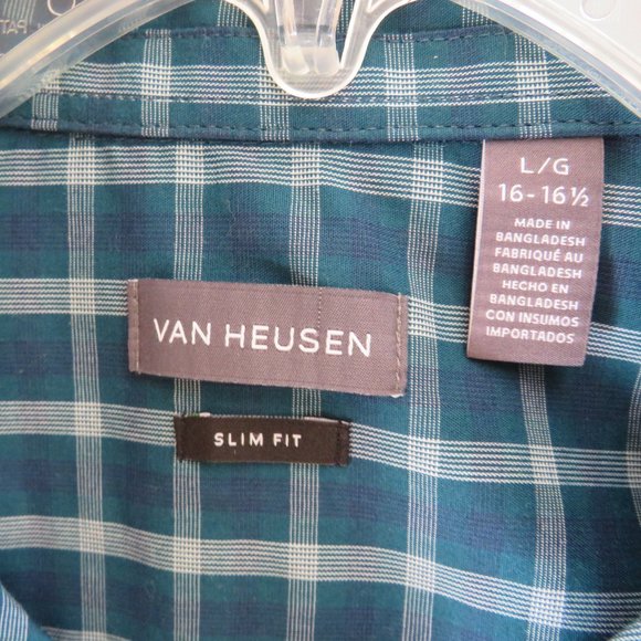 Van Heusen Men's Long Sleeve Button Up Shirt Large (16-16.5) Slim Fit - Picture 3 of 8